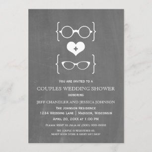 Chalkboard Geeky Glasses Couples Shower Invite