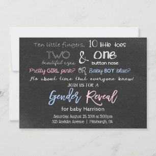 Chalkboard Gender Reveal Invitation