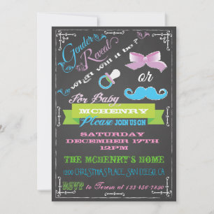 Chalkboard Gender Reveal Party Invitations