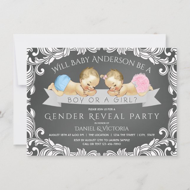Chalkboard Gender Reveal Shower Invitation (Front)