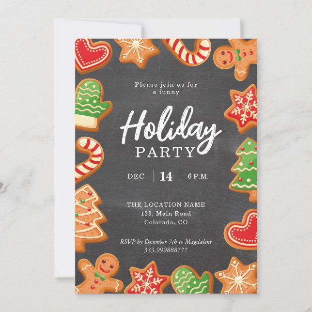Chalkboard Gingerbread Holiday Party Invitation (Front)