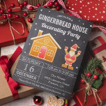 Chalkboard Gingerbread House Decorating Party Invitation<br><div class="desc">Amaze your guests with this fun Christmas party invitation featuring a beautiful gingerbread house and a cute Santa Claus. Simply add your event details on this easy-to-use template to make it a one-of-a-kind invitation. Flip the card over to reveal a cute gingerbread cookies pattern on the back of the card....</div>