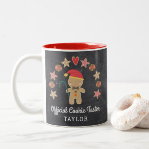 Chalkboard Gingerbread Man Official Cookie Taster Two-Tone Coffee Mug