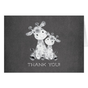 Chalkboard Giraffe Baby Shower Thank You Note
