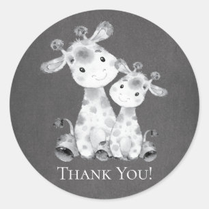 Chalkboard Giraffe Douche Merci Favor Sticker