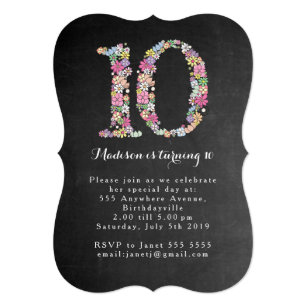 girls 10th birthday invitations announcements zazzle ca