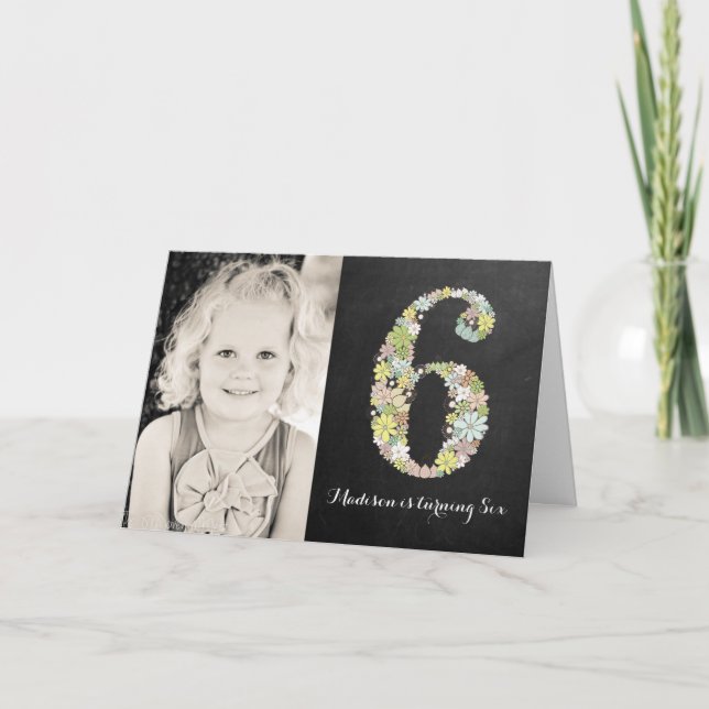 Chalkboard Girls Floral 6e anniversaire Invitation (Devant)