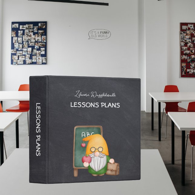Chalkboard Gnome Teacher With Apple Binder (Creator Uploaded)