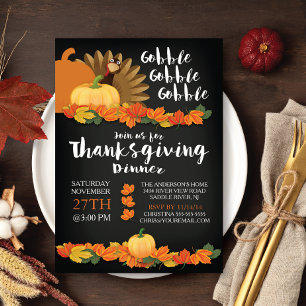 Chalkboard Gobble Turquie Thanksgiving invitation