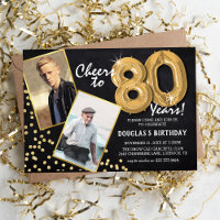 Chalkboard Gold Balloons 2 Photo 80th Birthday