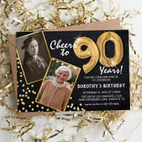 Chalkboard Gold Balloons 2 Photo 90th Birthday
