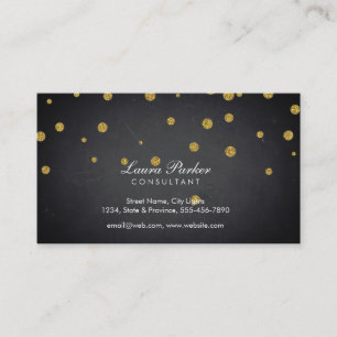Chalkboard Gold Confetti Black Board Wood Vintage Business Card