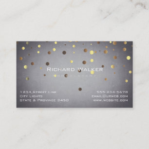 Chalkboard Gold Confetti Professional Black Business Card