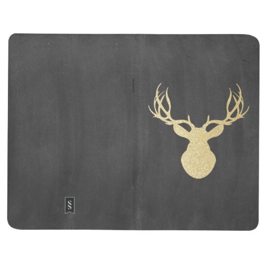 Chalkboard Gold Glitter Deer Journal
