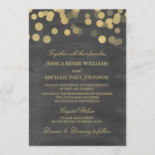 Chalkboard Gold Glitter Wedding Invitations