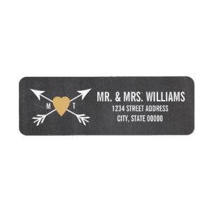 Chalkboard Gold Heart + Arrow Wedding Labels