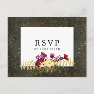 Chalkboard Gold Silver Stars Constellation RSVP Postcard