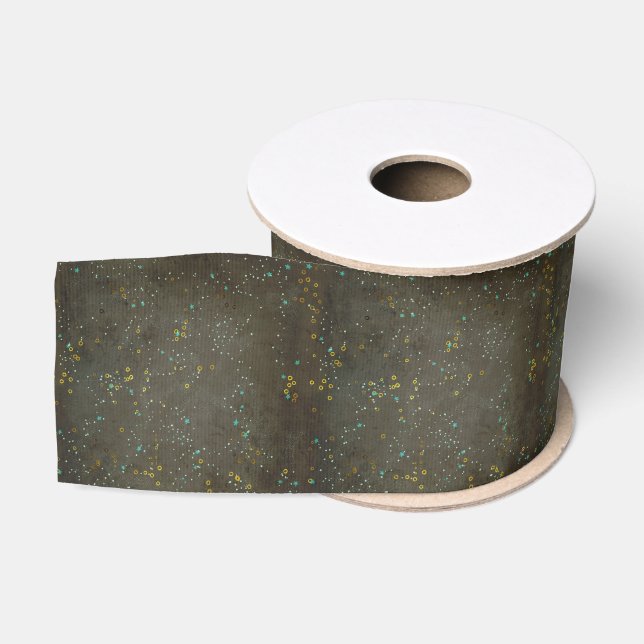 Chalkboard Gold Silver Stars Constellation Sky Grosgrain Ribbon (Spool)