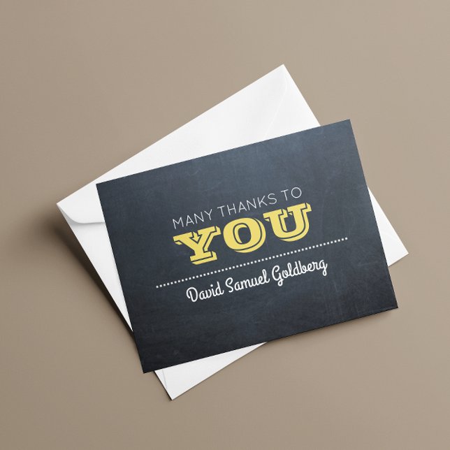 Chalkboard Golden Bar Mitzvah Thank You Note Card (Creator Uploaded)
