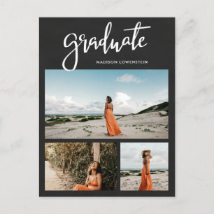 Chalkboard   Graduate Script Rustic Grad Photo Invitation Postcard