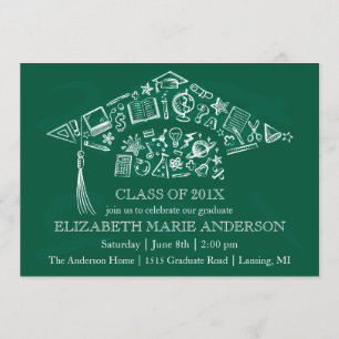 Chalkboard Graduation Cap Invitation