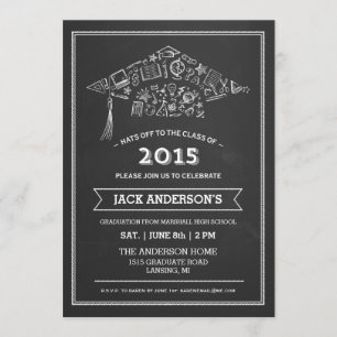 Chalkboard Graduation Cap Party Invitation Photo