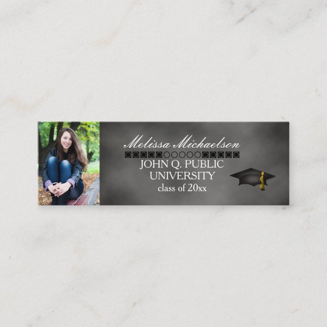 Chalkboard Graduation Class Photo Insert Name Card (Front)