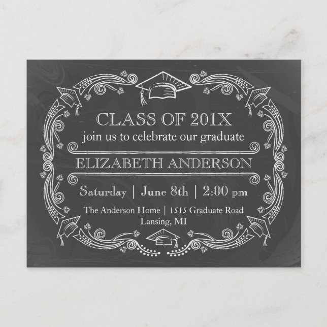 Chalkboard Graduation Party Postcard (Front)