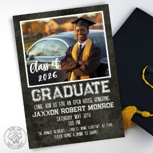 Chalkboard Graduation Photo Magnetic Invitation