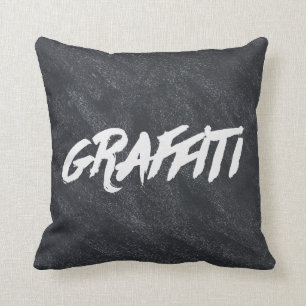 Chalkboard Graffiti Throw Pillow