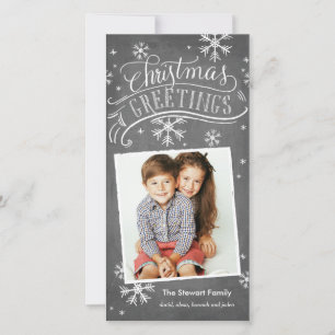 Chalkboard Greetings 1-Photo Snowflake Holiday Card