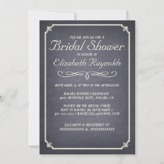 Chalkboard Grey Bridal Shower Invitations