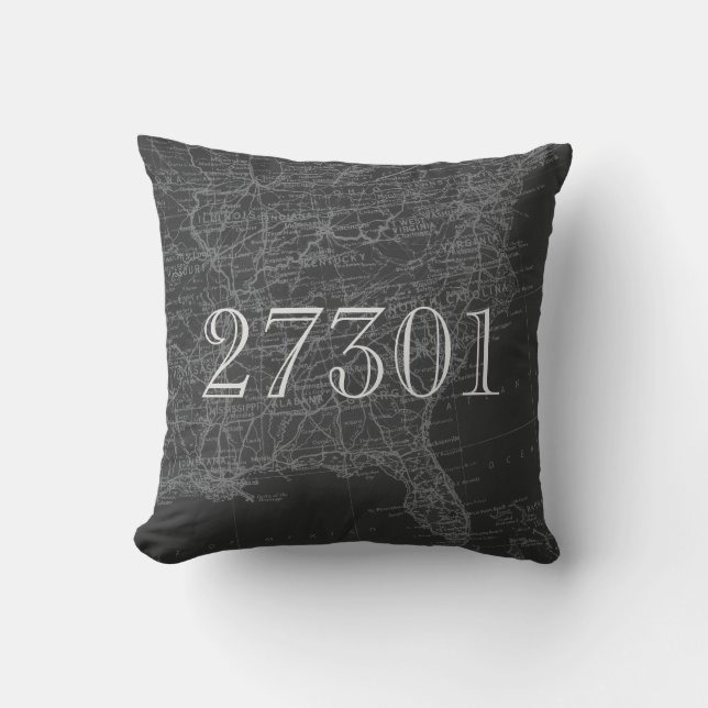 Chalkboard Grey Eastern US Map Code zip Coussin (Recto)