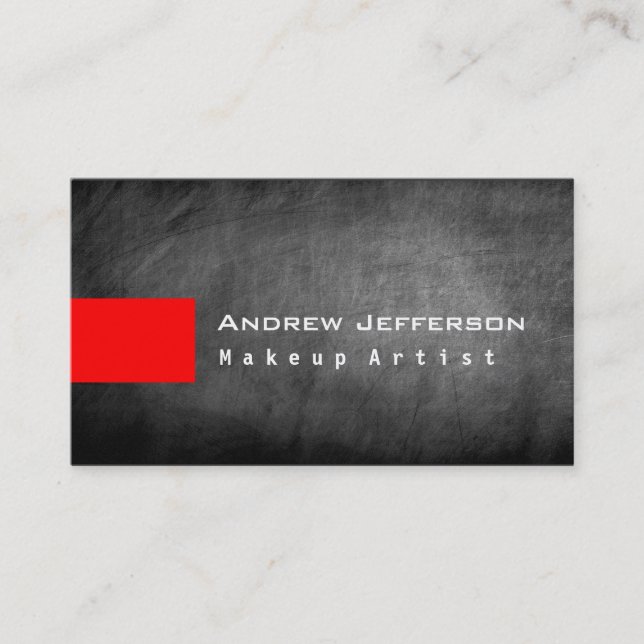 Chalkboard Grey Red Makeup Artist Business Card (Front)