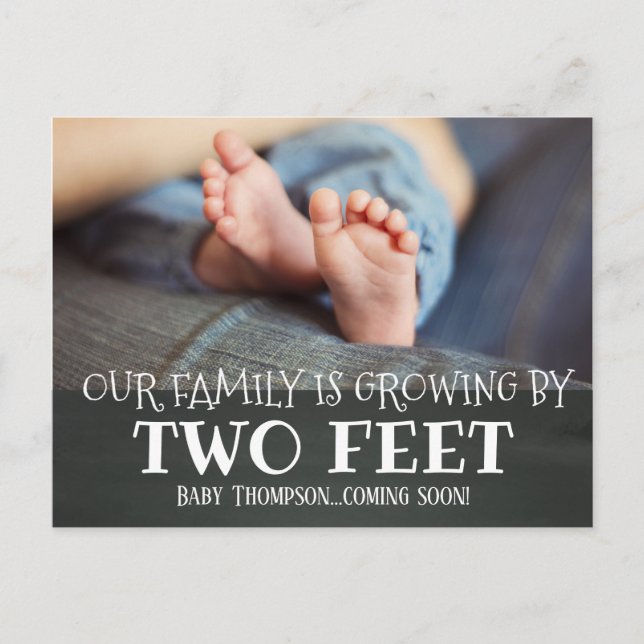 Chalkboard Growing by Two Feet Adoption New Baby Announcement Postcard (Front)