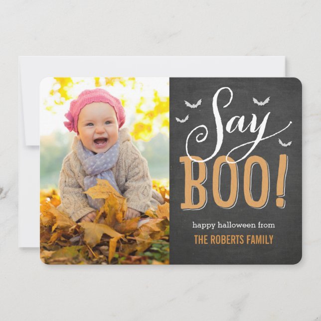Chalkboard Halloween Photo Card (Front)