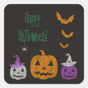 Chalkboard Halloween Square Stickers