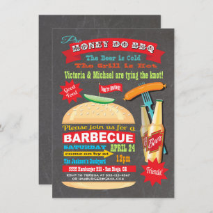 Chalkboard Hamburger Pre Honey Do BBQ Invitation