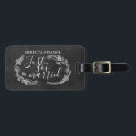 Chalkboard Hand-drawn Floral Garland Wedding Luggage Tag<br><div class="desc">Featuring rustic floral garland hand-drawn illustrations and stylish script on a chalkboardt background. Personalise with your names and address information. Designed by Thisisnotme©</div>