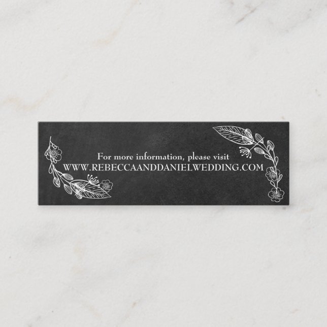 Chalkboard Hand-drawn Floral Wedding Website Cards (Front)