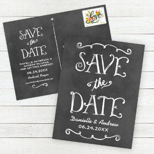 Chalkboard Hand Lettered Save the Date Announcement Postcard