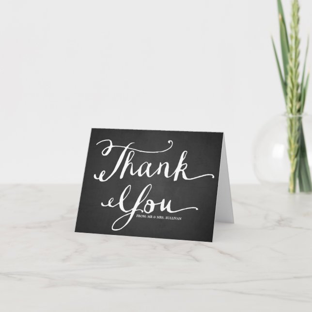 Chalkboard Hand Lettering Overlay Thank You Card (Front)