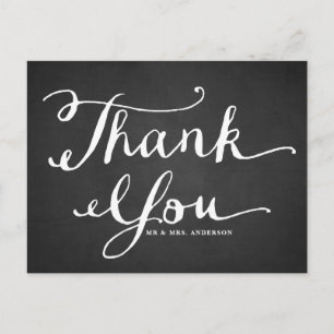 Chalkboard Hand Lettering Thank You Postcard