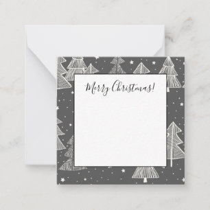 Chalkboard Handdrawn Christmas Trees Snowing Card