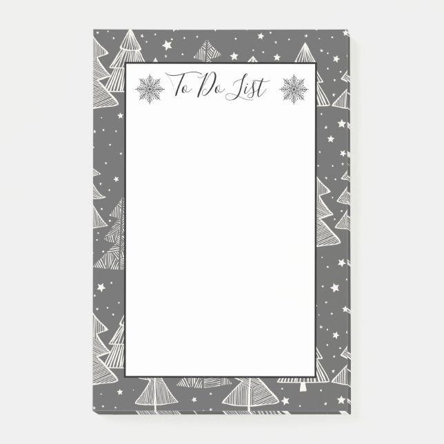 Chalkboard Handdrawn Christmas Trees To Do List Post-it Notes (Front)