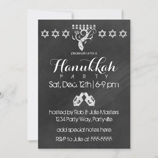 Chalkboard Hanukkah Invitation (Front)