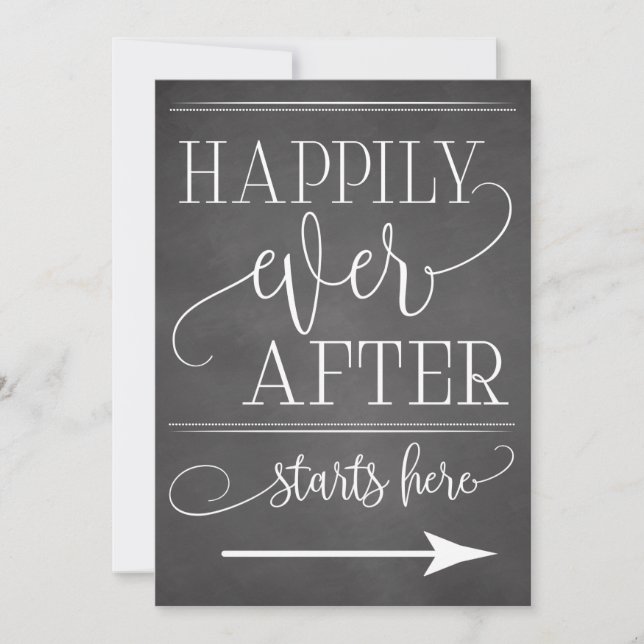 Chalkboard Happily Ever After Starts Here Sign (Front)