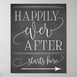 Chalkboard Happily Ever After Starts Here Sign