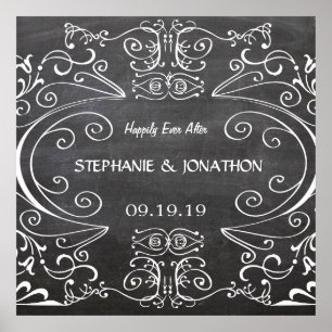 Chalkboard Happily Ever After  Wedding Poster