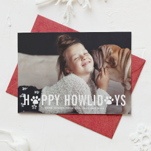 Chalkboard Happy Howlidays Typography Pet Holiday Card